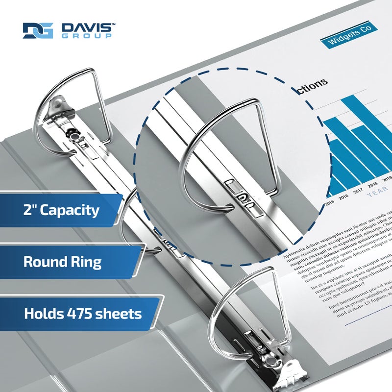 Davis Group Premium Economy 6-Pack 3-Ring Binders for School or Office, D-Ring Binders, 2 Inch, Gray - Image 2
